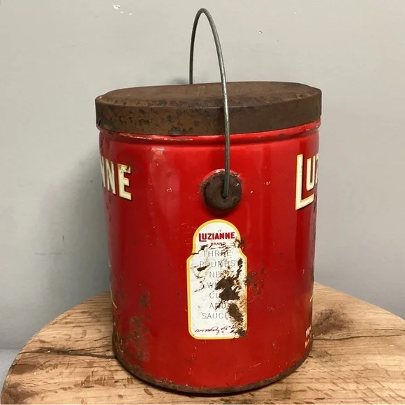 🔴 Vintage - Antique? - Luzianne Coffee And Chicory Tin w/ Lid - Collectible - Picture 5 of 16